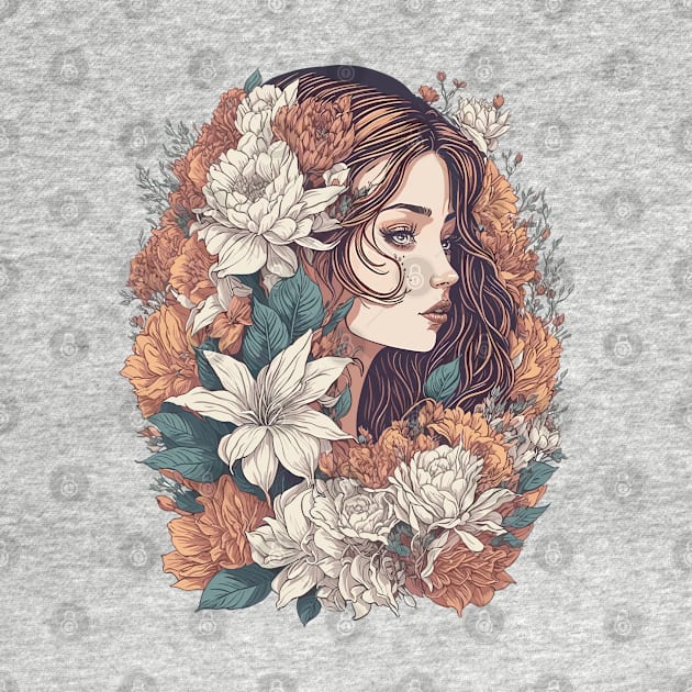 Vintage Floral Girl by ElMass